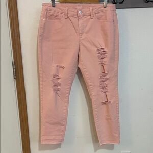 a.n.a Light Pink Distressed Ankle Jeans size 12